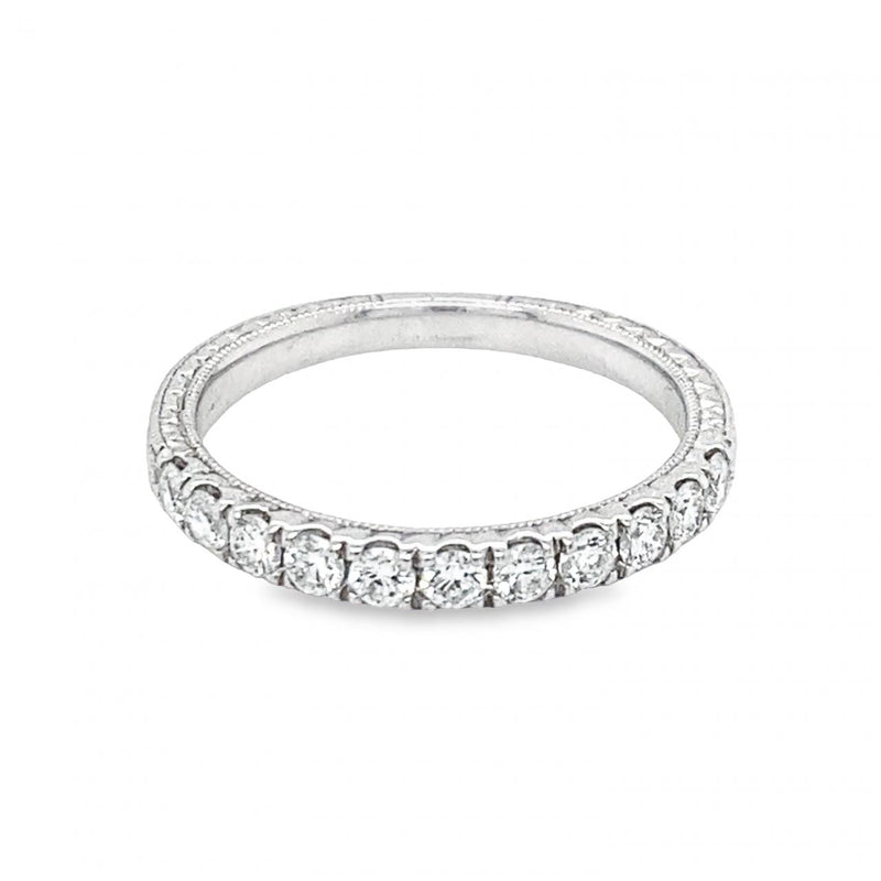 Engraved Diamond Wedding Band