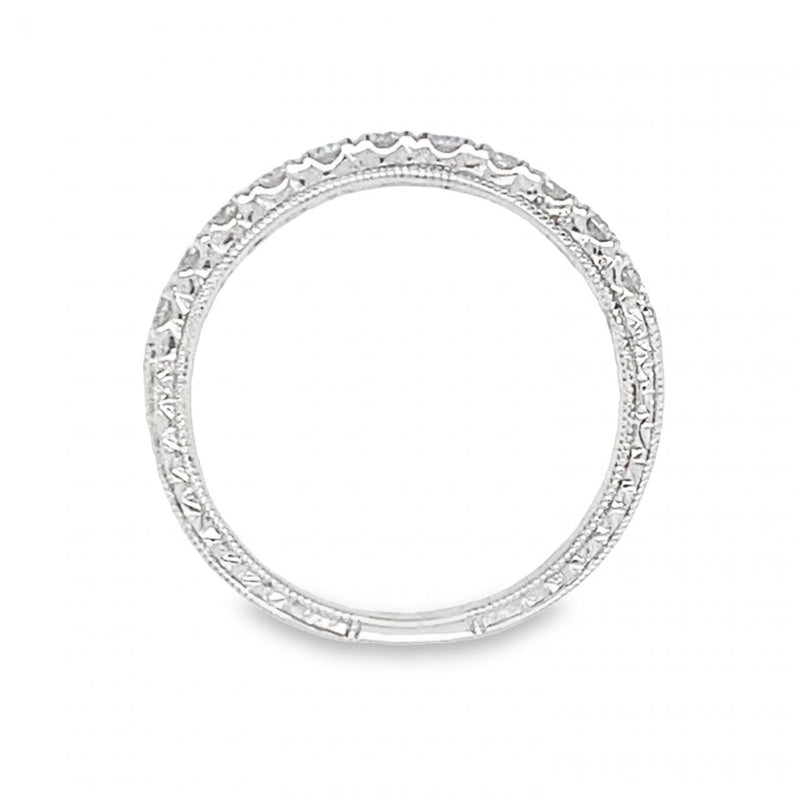 Engraved Diamond Wedding Band