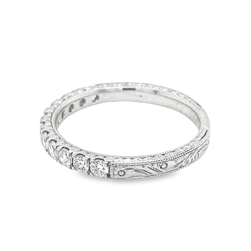 Engraved Diamond Wedding Band