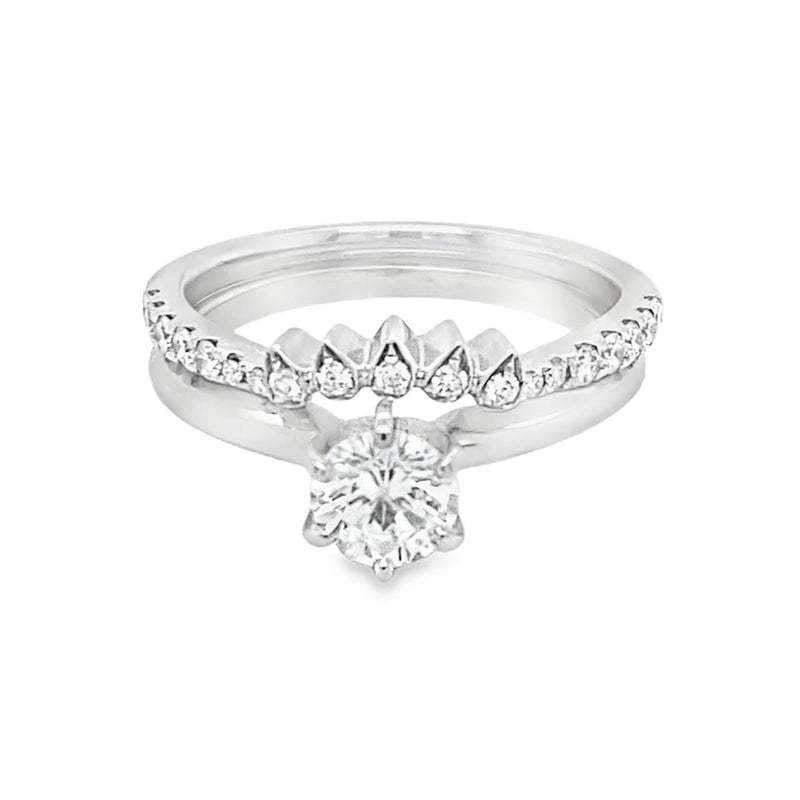 Multi-Stone Curved Diamond Wedding Band White Gold