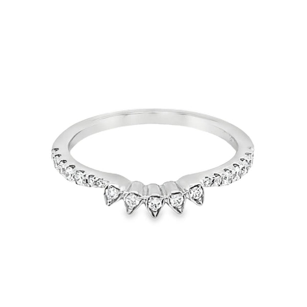 Multi-Stone Curved Diamond Wedding Band White Gold