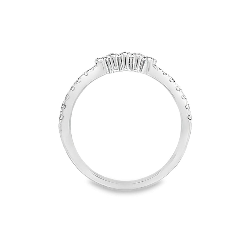 Multi-Stone Curved Diamond Wedding Band White Gold