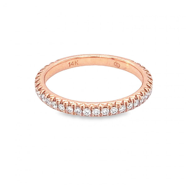 French-Set Diamond Wedding Band in Rose Gold
