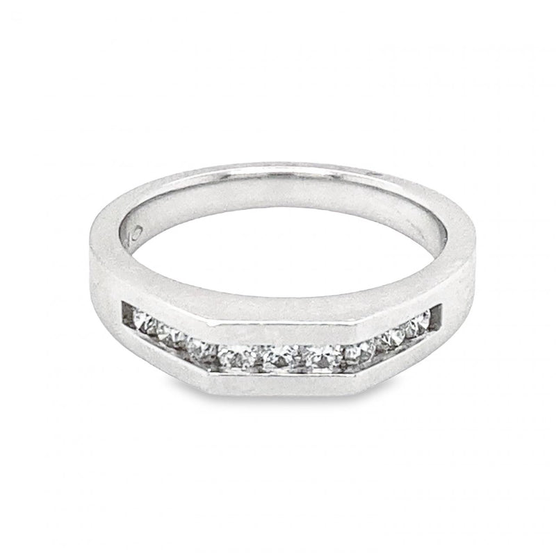 Channel Set Diamond Band White Gold