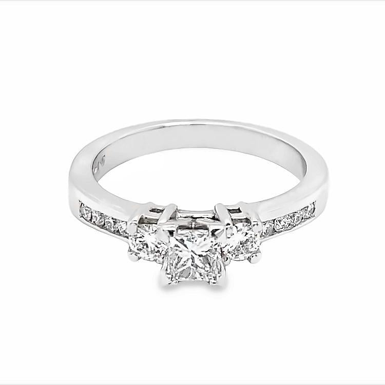 Princess-Cut Three-Stone Diamond Engagement Ring