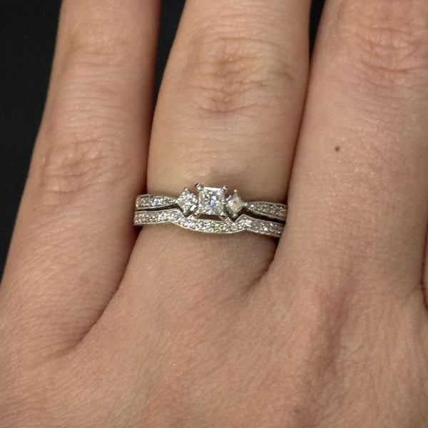 Princess Cut Diamond Estate Wedding Set