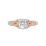 Pave Filigree Engagement Ring in Rose and White Gold