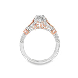 Pave Filigree Engagement Ring in Rose and White Gold