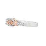 Pave Filigree Engagement Ring in Rose and White Gold