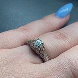 Pave Filigree Engagement Ring in Rose and White Gold