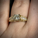 Vintage 1 ct Diamond Cathedral Ring