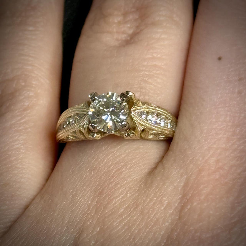 Vintage 1 ct Diamond Cathedral Ring