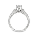 Classy Engraved Diamond Engagement Ring