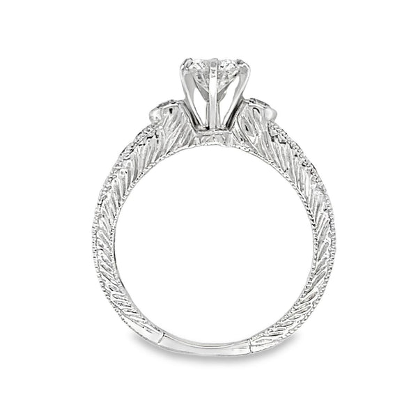 Classy Engraved Diamond Engagement Ring
