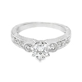 Classy Engraved Diamond Engagement Ring