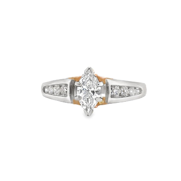 Two-Tone Marquise Diamond Ring with Euro Shank
