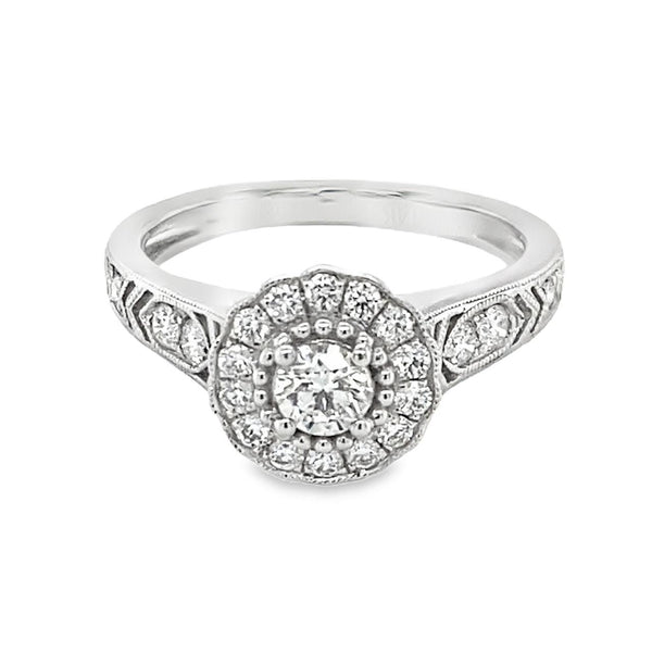 Flower Halo Diamond Ring