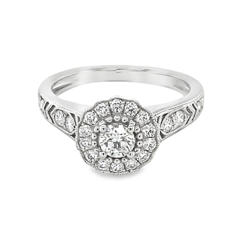 Flower Halo Diamond Ring