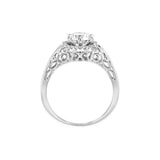 Hexagon Halo Diamond Engagement Ring