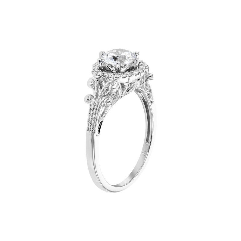 Hexagon Halo Diamond Engagement Ring