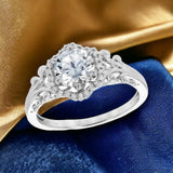 Hexagon Halo Diamond Engagement Ring