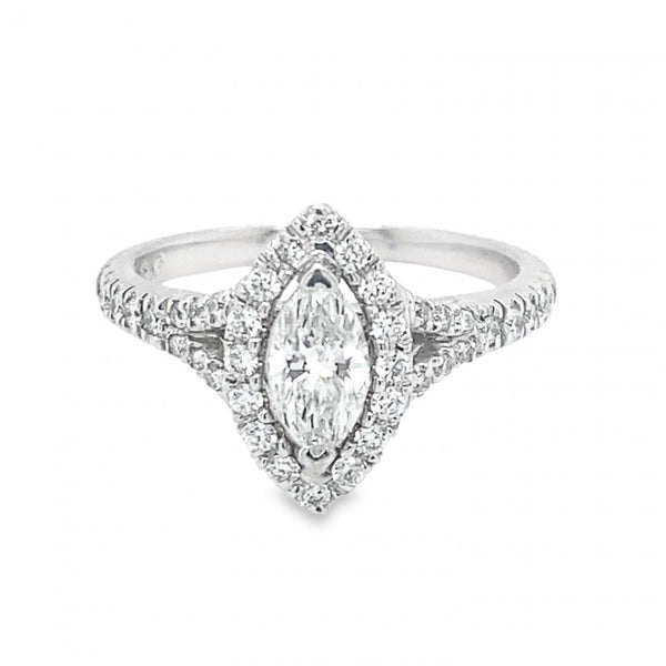 Marquise Diamond Halo Engagement Ring