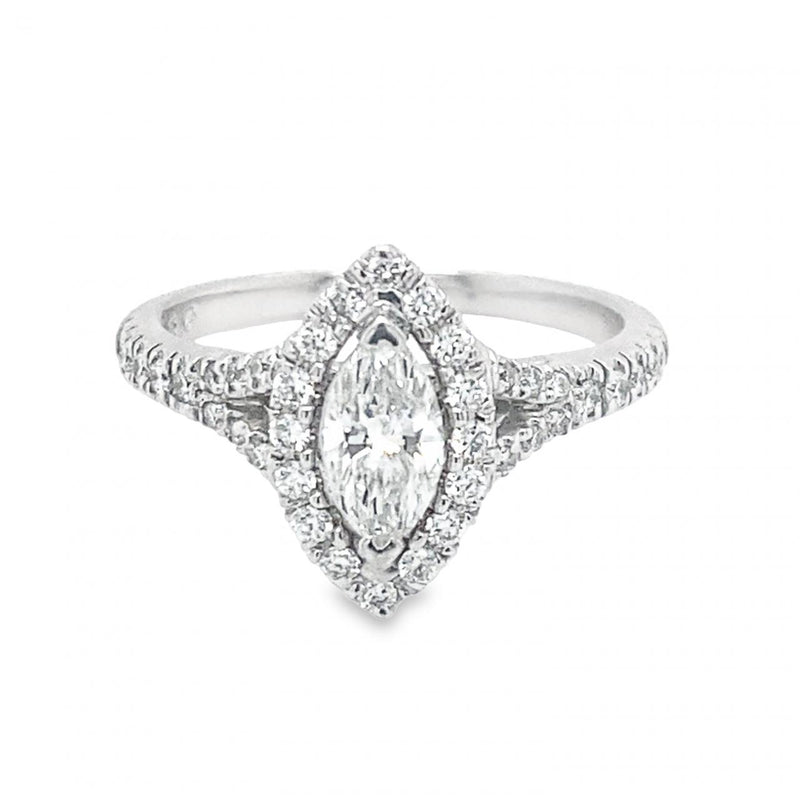 Marquise Diamond Halo Engagement Ring