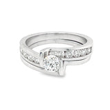 Linear Diamond Wedding Set in White Gold