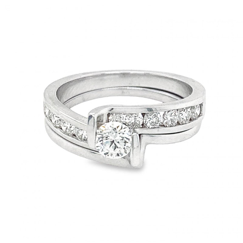 Linear Diamond Wedding Set in White Gold