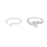 Linear Diamond Wedding Set in White Gold