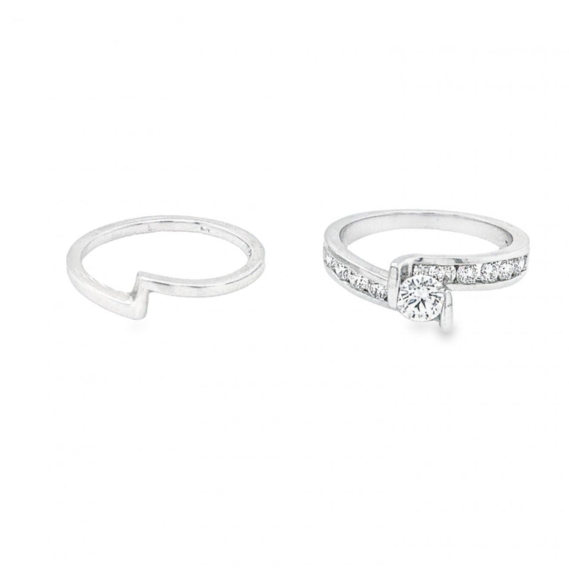 Linear Diamond Wedding Set in White Gold