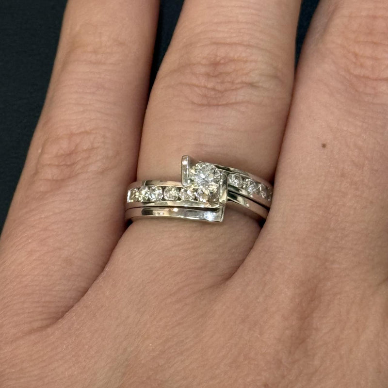 Linear Diamond Wedding Set in White Gold