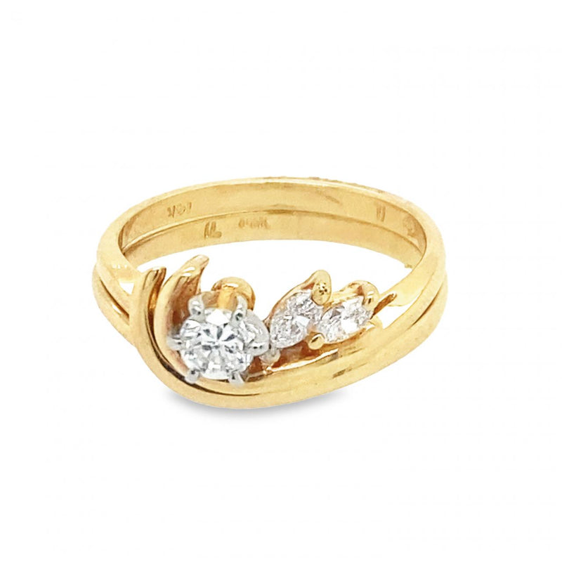 Asymmetric Contour Diamond Wedding Set