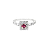 Square Halo Ruby Ring