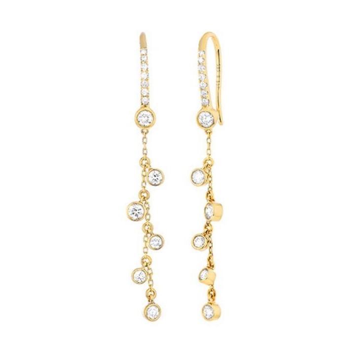 Bezel Diamond Dangle Earrings