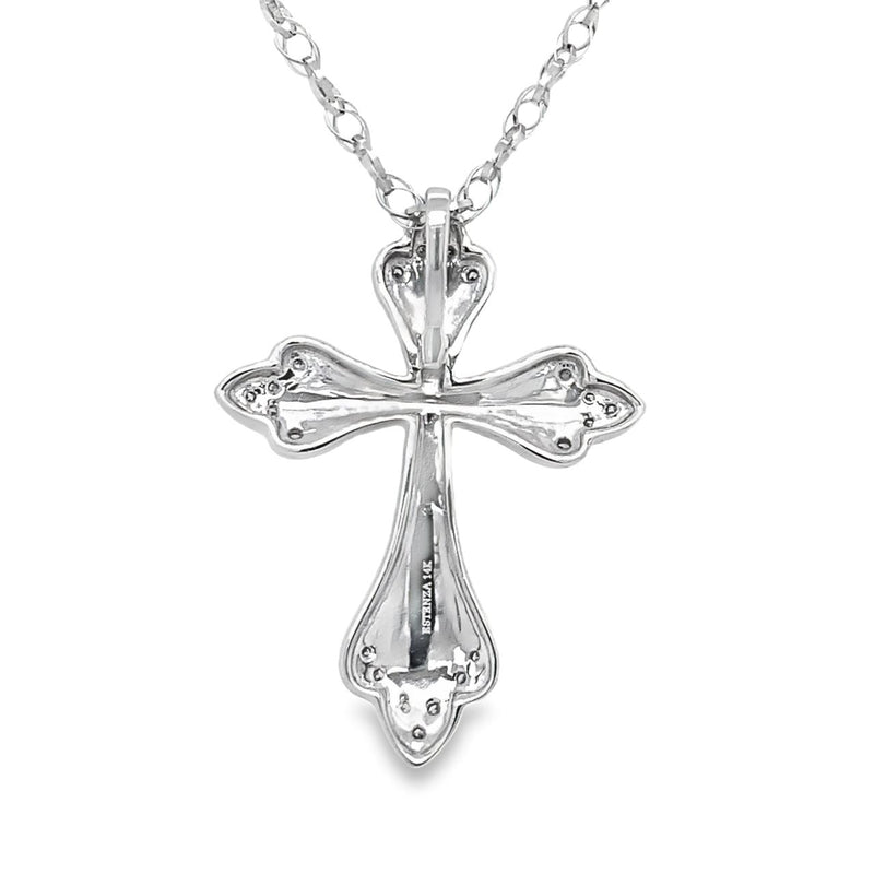 White Gold Diamond Cross with Black Enamel
