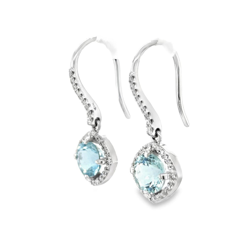 Aquamarine and Diamond Dangle Earrings