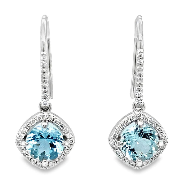 Aquamarine and Diamond Dangle Earrings