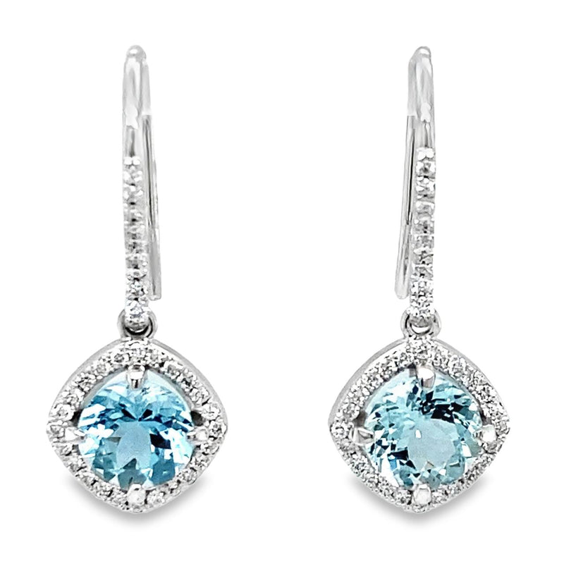 Aquamarine and Diamond Dangle Earrings