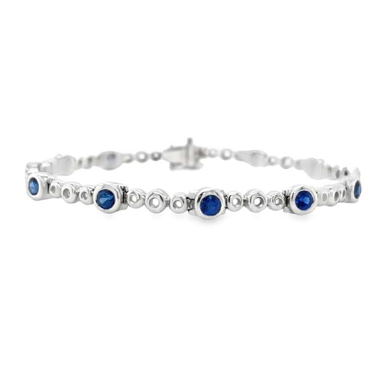 Sapphire Bezel Bracelet in White Gold