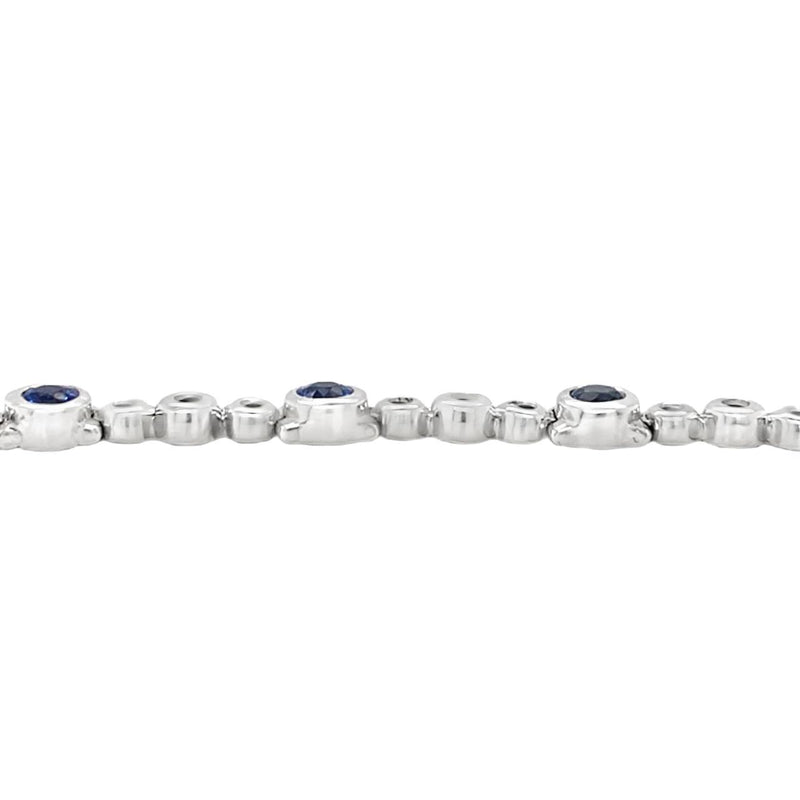Sapphire Bezel Bracelet in White Gold