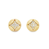Pavé Diamond Earrings in Satin Yellow Gold