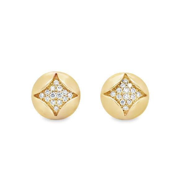 Pavé Diamond Earrings in Satin Yellow Gold