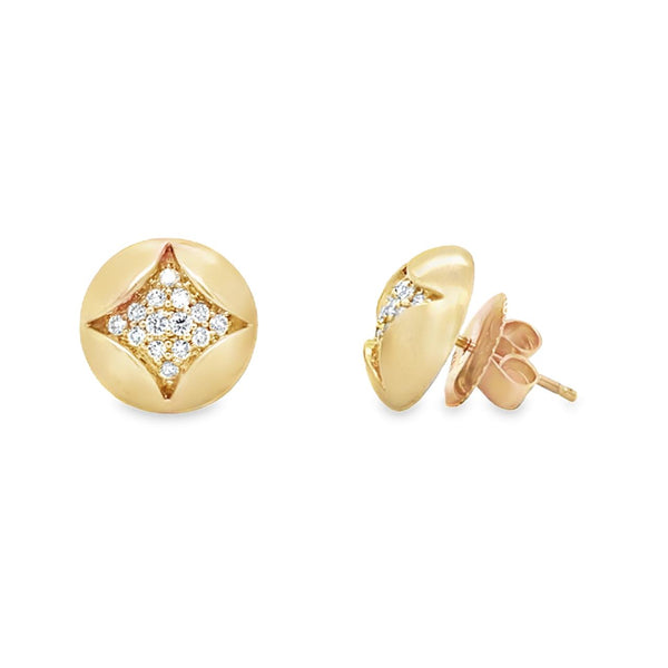 Pavé Diamond Earrings in Satin Yellow Gold