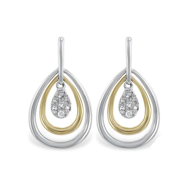 Two-Tone Diamond Teardrop Earrings