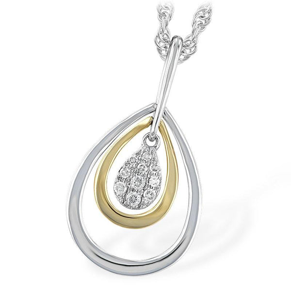 Two-Tone Diamond Teardrop Necklace