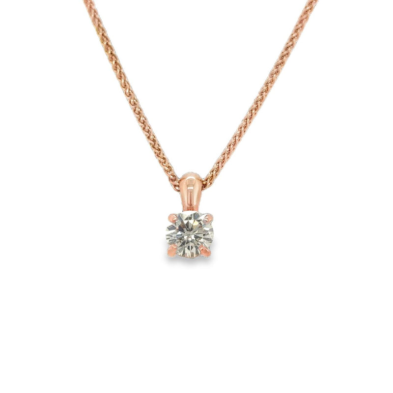 Diamond Solitaire Pendant In Rose Gold