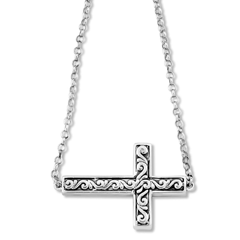 Multi-Gem Silver Sideways Cross