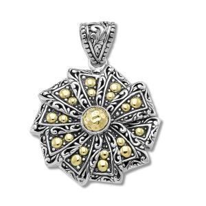 Silver and 18K Gold Wheel Pendant