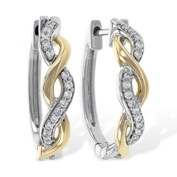 Woven Two-Tone Diamond Hoops